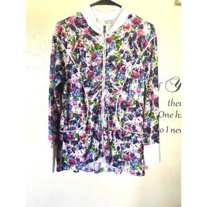 Swingdish Womens Floral Full Zip Cycling Mesh Top Jacket Activewear Golf Tennis